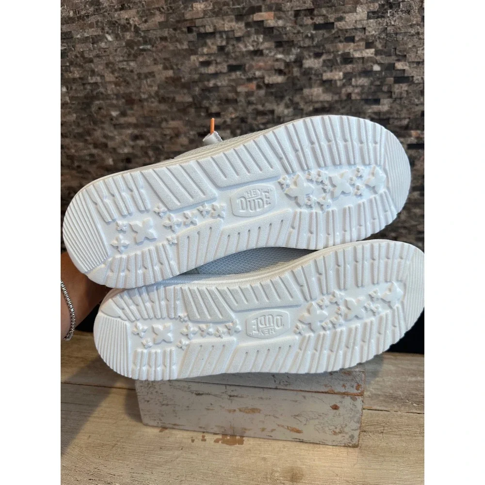 Hey Dude Wally Funk Open Mesh White White Mens Loafers 40898-143 Size 12 NEW
